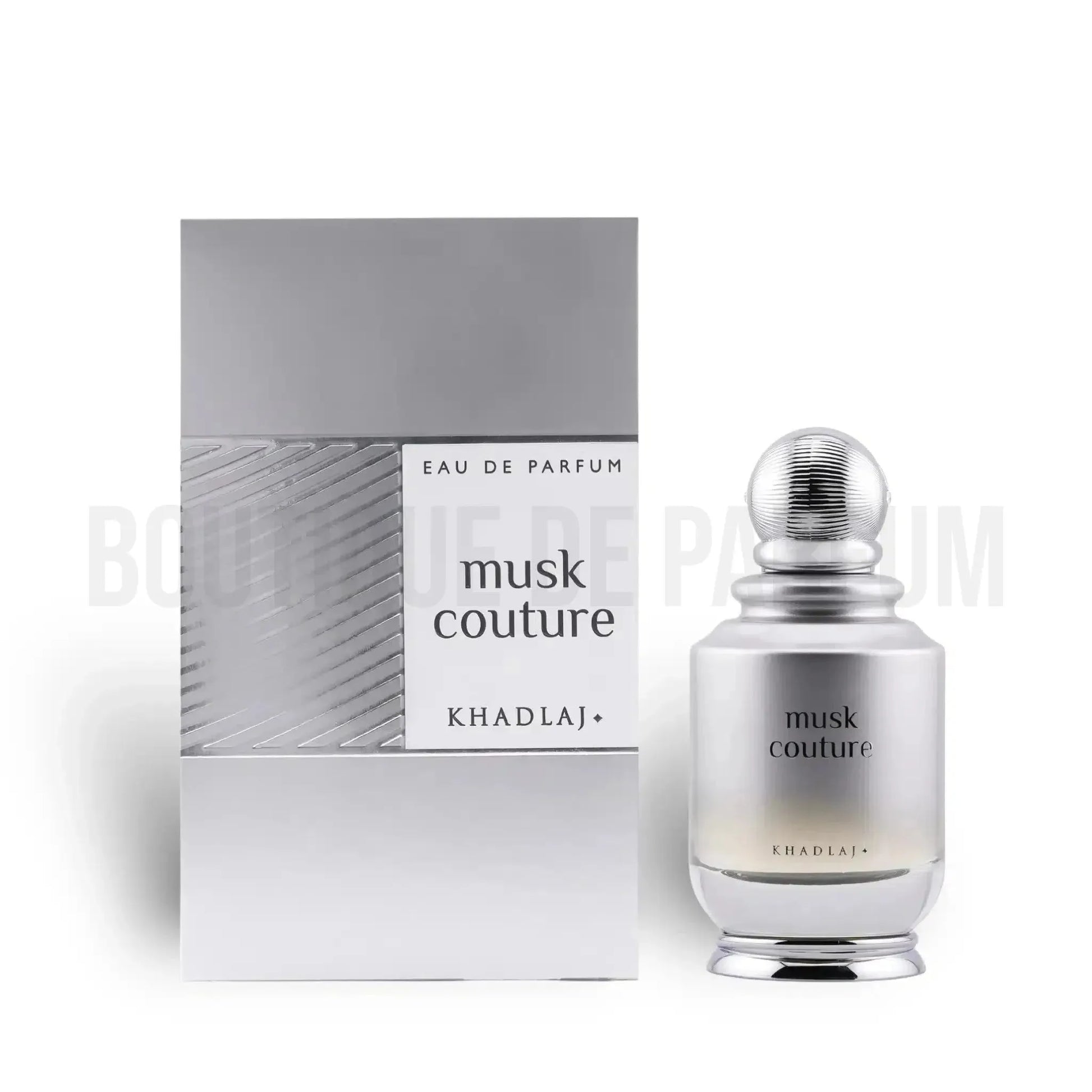 Khadlaj Musk Couture perfume bottle and packaging on a white background