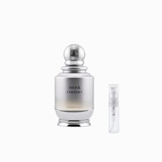 Perfume bottle labeled 'musk couture' by Shado on a white background